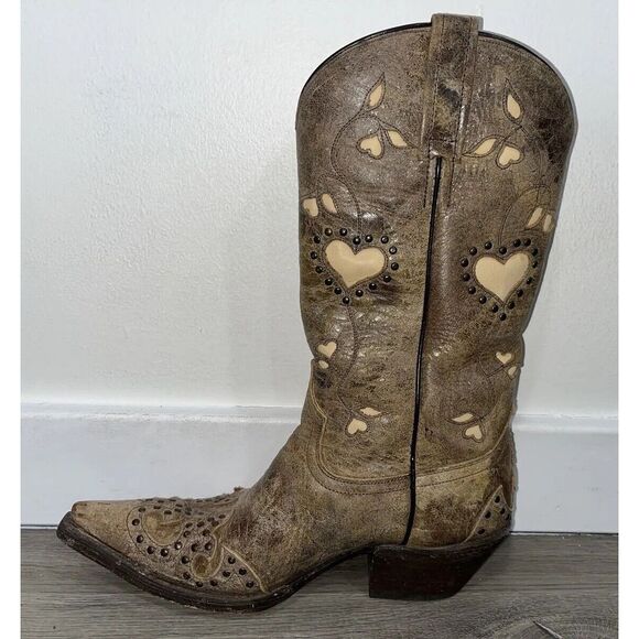 Eight Second Angel Belle Heart Boots Brown Size 7.5 Leather Women's - Picture 6 of 12